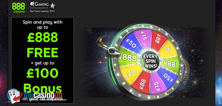 888 Casino: Up to Â£888 No-Deposit Bonus through â€œSpin the Wheelâ€